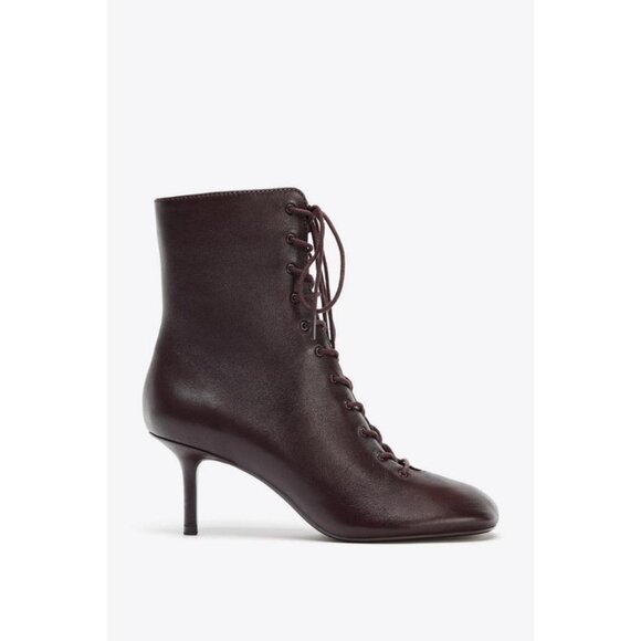 ZARA LEATHER KITTEN ANKLE BOOTS - Picture 1 of 7
